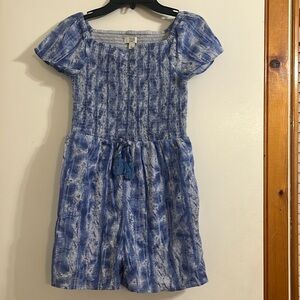 True Craft Girls shorts Romper size L color blue and white with lined bottom